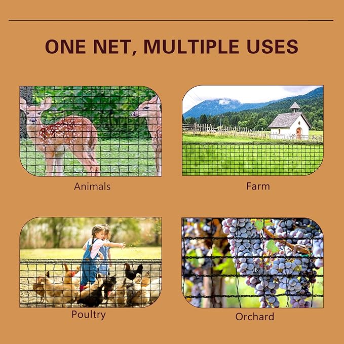 Deer Fence Netting,Plastic Mesh Fence 6.5x50ft,Reinforced Edges 55gsm Heavy Duty Animal Barrier,Ideal for Garden Netting,Against Bird,Temporary Fence,Fruit Plant Protection,Black
