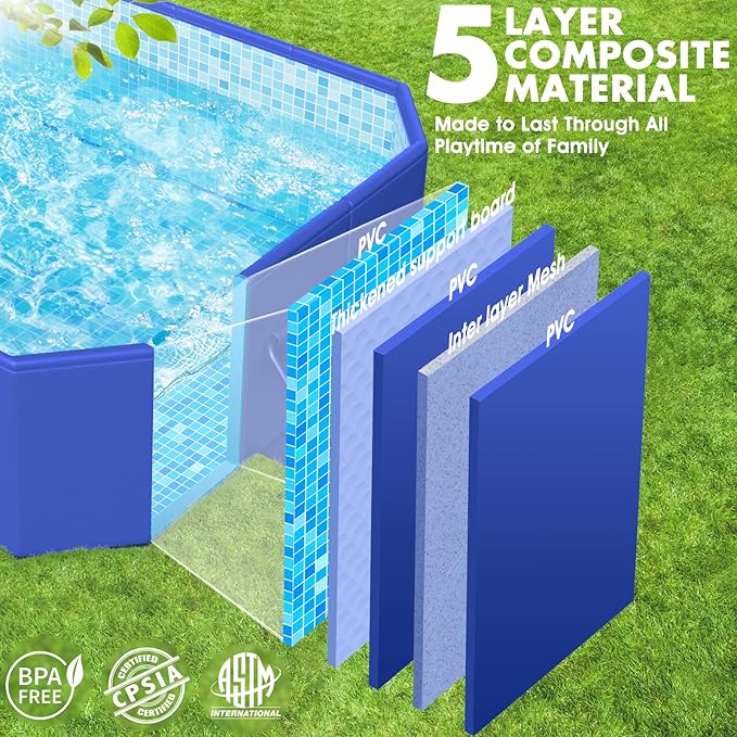 StarOcean 2026 Large Foldable Pool,Non-Inflatable Swimming Pool for Kid,Adult Collapsible Pool Hard Plastic,Overthickened Extra Large Foldable Pool,Portable Folding Kid Pool for Backyard,90"x50"x20"