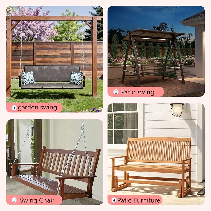 Durable Extra 5" Thick Waterproof Porch Swing Cushions Outdoor 60 inch Fade-Resistant Swing Cushions 3 Seater Replacement with Backrest for Outdoor Patio Backyard Furniture(Wine Red 60×40×5inch)