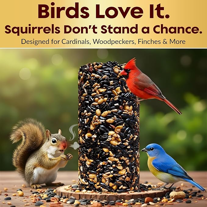 Flockin' Hot Pepper Bird Seed Cylinders with Hole – Spicy Birdseed to Reduce Squirrels – Bird Seeds for Outside Wild Birds – No Mess Birdseed – Hot Bird Seed, No Filler – USA Made (4" x 7.75") 2 Pack