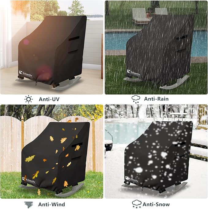 Outdoor Rocking Chair Cover 2 Pack, Heavy Duty Waterproof Patio Rocking Chairs Cover for 27" W x 34" D x 45" H Presidential Rocking Chair, Black