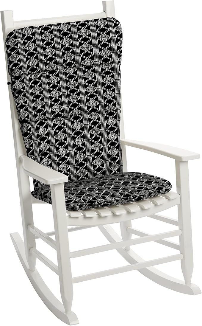Arden Outdoor Adirondack or Rocking Chair Cushion, 20 x 17, Rain-Proof, Fade Resistant 17 x 20, Black Global Stripe