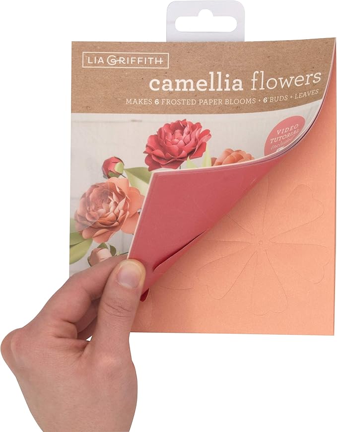 Lia Griffith Frosted Paper Blooms Camellia Flowers, 6" x 6.5", Colors may vary, 21 Count