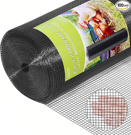 Hardware Cloth 1/4 inch 48 x 100 ft 23 Gauge Black Vinyl Coated Welded Wire Mesh Roll PVC Coated Welded Wire Fence Chicken Wire Fencing Mesh Roll