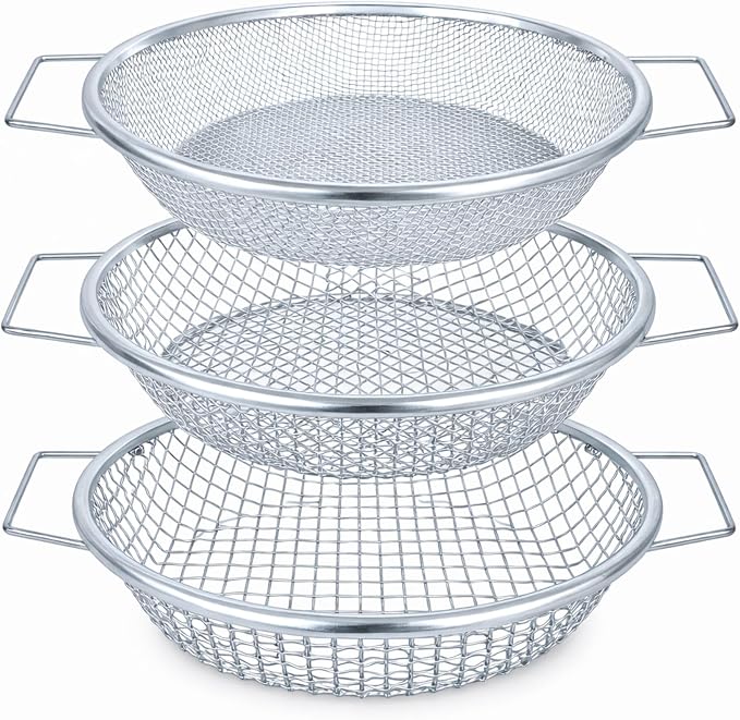 Soil Sifter with Handle, Fits 5-Gallon Buckets — Heavy-Duty Garden Soil Filter Tool (2 PCS 1/4in,1/8in)
