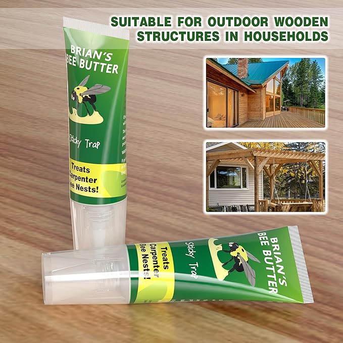 Carpenter Bee Traps for Outside, 4 Pack Sticky Trap, Brain's Bee Butter, Wood Bee Traps for Outside