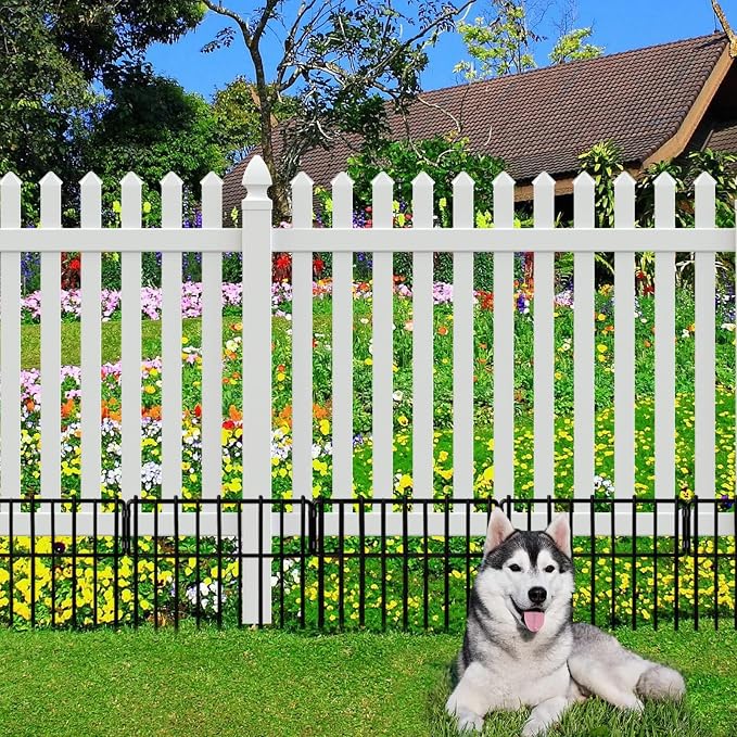 Thrivinest Animal Barrier Fence, 26 Pack No Dig Fence Decorative Fences, 17in(H) x10ft(L) Rustproof Metal Wire Small Garden Fence Border for Dogs Rabbits (26 Pack,28Ft)