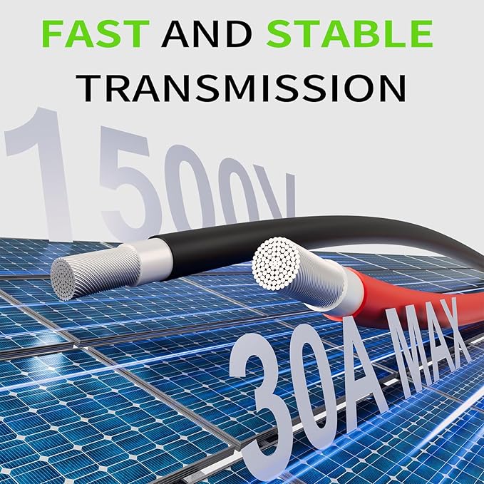 200Ft Solar Panels Extension Cables, 6mm² PV Cable Without Connectors, IP68 Waterproof, 10AWG Solar Wire
