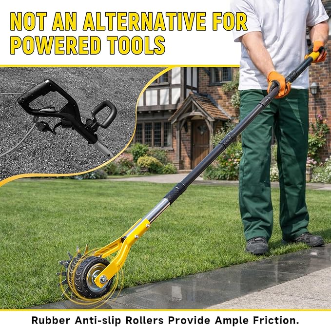 Manual Edger Lawn Tool, 75 Inch Hand Edger for Lawn with Extra-Wide Wheel, Grass Edge Trimmer with Adjustable Handle, Ideal Wheel Rotary Edging Tool for Sidewalk, Driveways and Landscaping