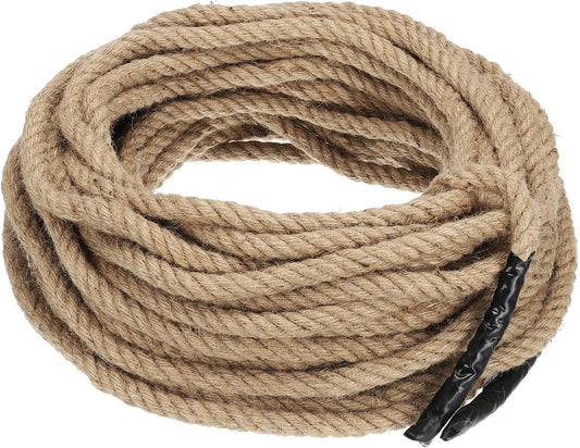 PATIKIL 3/4" x 100 Ft Twisted Manila Rope Jute Rope Natural Thick Jute Rope Twine Burlap Rope for Docks Railings Bundling Craft Tug of War Decorating