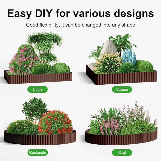 Land Guard Corrugated Garden Edging Border, 6" x 50' Landscape Paver Edging, Tall Landscape Edging, Fence for Garden, Flower Bed, Lawn and Landscape Edging (Brown)