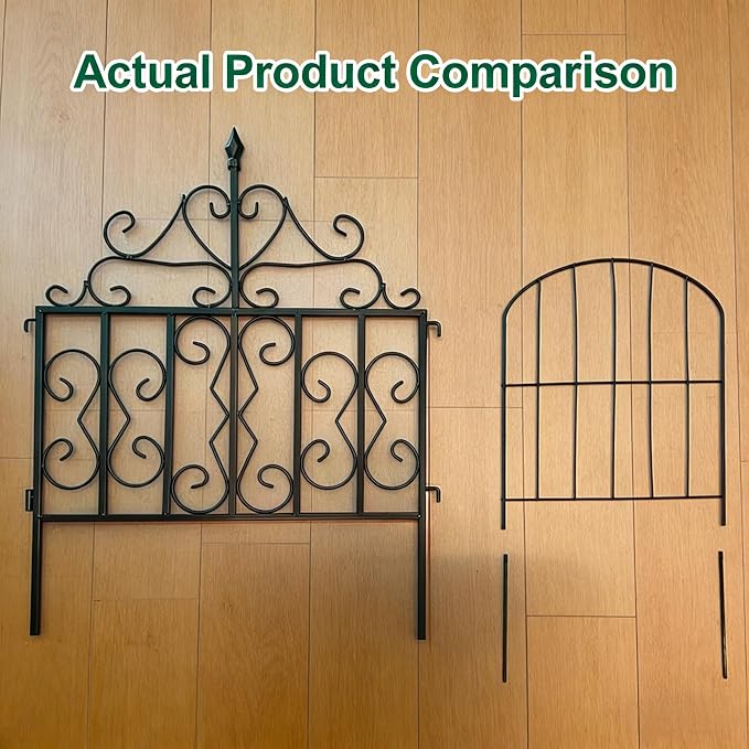AMAGABELI GARDEN & HOME 5 Panels 32in(H)×10ft(L) 0.4 Inch Wire Diameter Decorative Garden Fences and Borders for Dogs No Dig Metal Garden Edging Border Animal Barrier Fencing for Flower Bed Yard Patio