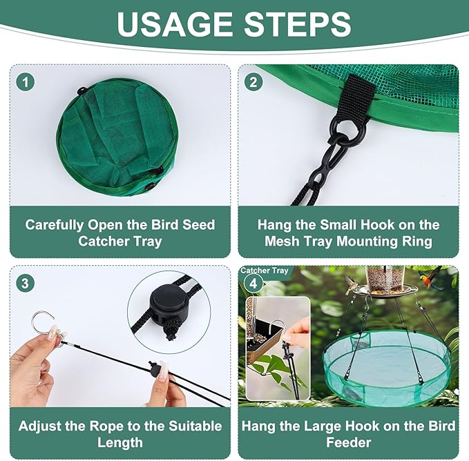 2Pcs Bird Seed Catcher for Outdoor Feeders, Bird Feeder Trays to Catch Seed, Upgraded Version Can Prevent Strong Winds. (20 inches)