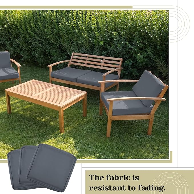 Mindsoft 8 Pcs 24"x24" Patio Cushion Covers Outdoor Cushion Covers Replacement High UV Resistant Anti Slip Waterproof Patio Chair Seat Slipcovers for Outdoor Furniture(Dark Gray)
