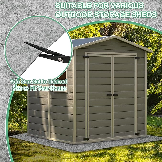 M METERXITY Outdoor Storage Shed Mat, 7x8.2 FT Waterproof Small Shed Flooring Mat for Patio Furniture Floor Protecting from Wear/Liquid/Dust/Oil, Non-Slip Carport Pad [Grey White]
