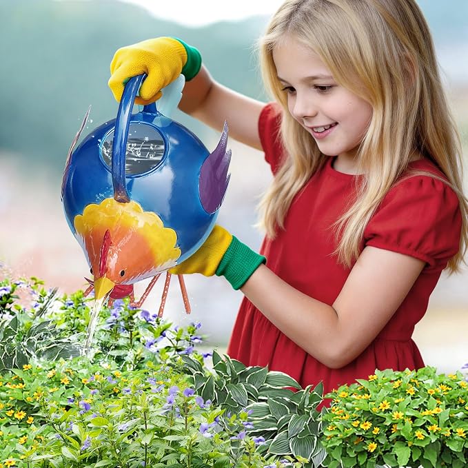 Metal Rooster Watering Can,Cute Watering Can for Indoor/Outdoor Plants | Durable Water Tool with Sturdy Handle, 0.5 Gallon Water Pot for Garden Decor