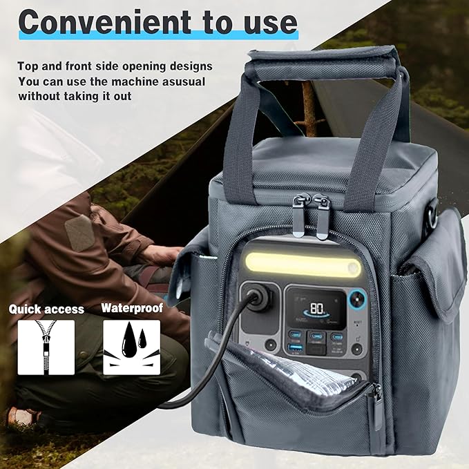 Waterproof Travel Bag Compatible with Anker SOLIX C300 Portable Power Station, Outdoor 288Wh LiFePO4 Battery，Power Bank Station Storage Case Cover with Two Pockets and Adjustable Strap