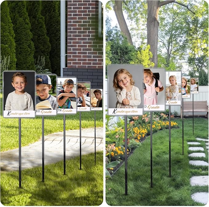 2026 Graduation Decorations– K–12 Photo Display Yard Signs with Stakes, Senior School Year Picture Timeline Lawn Decorations, Supports Photos up to 8×10, Class of 2026 Graduation Gifts Party Decor