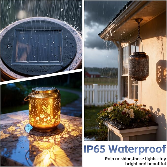 SRNPMIU Solar Lanterns Garden Decor, Solar Light Outdoor Waterproof, Hummingbird Hanging Lantern Lights for Women Mom Grandma, Yard Decorations Lanterns for Yard, Patio, Backyard, Porch