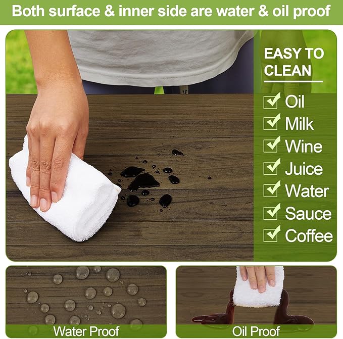 Play Tailor Picnic Table Cover with Bench Covers Camping Essentials Waterproof Windproof Camping Tablecloth with Drawstring Bag, Fitted Rectangle Tables and Seats, 72in, Dark Brown