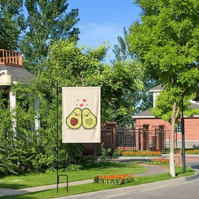 Delerain Avocado Couple Garden Flag, 28 x 40 Inch Double Sided Design Weather Resistant Indoor & Outdoor Decoration Small Banner for Home Yard Lawn Patio Office