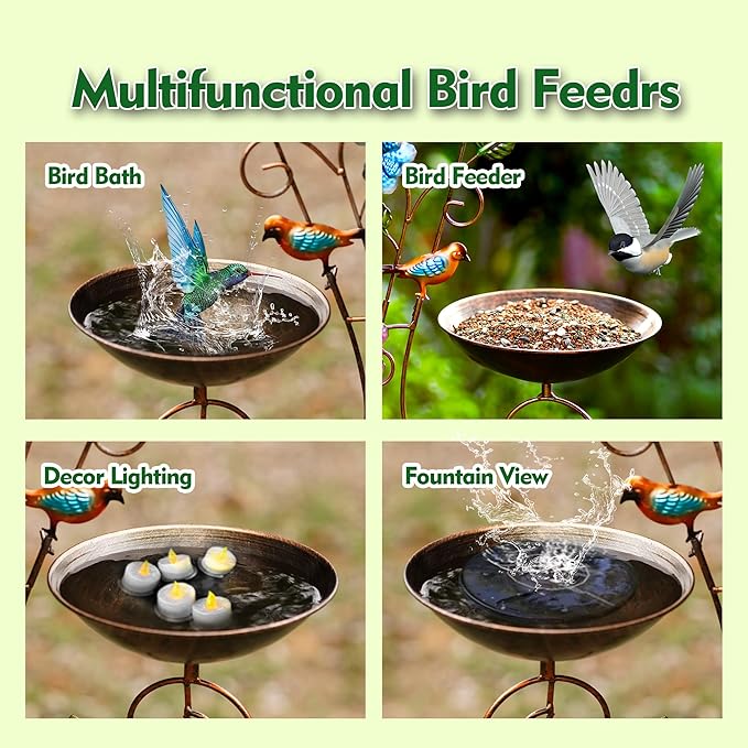 YYWMWM 57" Height Metal Bird Bath with Trellis for Outdoor, Vintage Decorative Bird Baths, Small Garden Plant Support, Antique BirdBath for Climbing Plants with Detachable Iron Bowl (Butterfly)