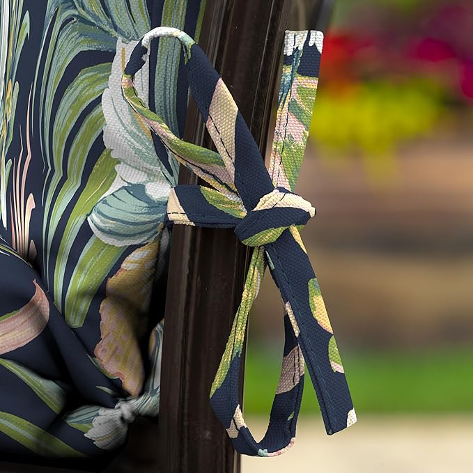 Arden Outdoor Midback Chair Cushion, 18 x 16.5, Rain-Proof, Fade Resistant Simone Blue Tropical