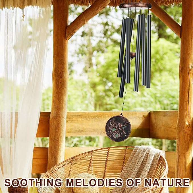 Wind Chimes for Outside, Vintage Hummingbird Deep Tone Wind Chime Outdoor Clearance, Patio Porch Balcony Decoration, Garden Hanging Decor Gifts for Women Mom Grandma (34" Hummingbird)