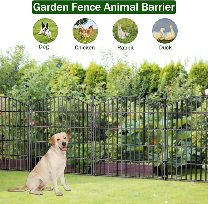 15 Panels Decorative Garden Fence - 32 in (H) x 35.4 ft (L) No Dig Dog Fence Outdoor for Yard, Rustproof Tall Garden Fencecing Panels, Animal Barrier Suitable for Yard Border, Patio, and Outdoor Use