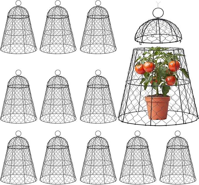 Sadnyy 12 Pack Garden Chicken Wire Cloche, 13" W X 15.7" H Plant Protectors and Covers, Wire Garden Cloches from Animals Metal Cage Plant Protection Strong and Not Easy to Deform