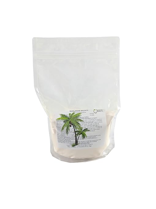 Greenway Biotech, Inc. Manganese Sulfate Monohydrate Fertilizer- 100% Water Soluble Contains 31% Manganese Ideal for Hydroponics & Aeroponics Agriculture- Palm Tree Plant Fertilizer (2 Pounds)