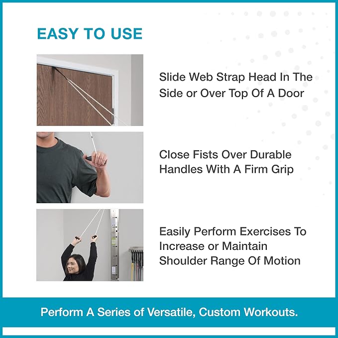 HomeRanger Premium Shoulder Pulley System - Original Version, Model 240 - Ergonomic Handles and Web Strap for Secure Over-The-Door or Side Attachment - Easy Set-up, Range of Motion Exercise Device