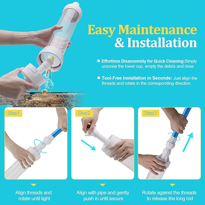 Spa Vacuum Compatible with 6250 Paradise Power, No Pumping, No Batteries or Electricity, Powered by Water Pressure, Cordless Hot Tub Vac Cleaner Picks up Pebbles, Sand&Debris, with Telescopic Handle