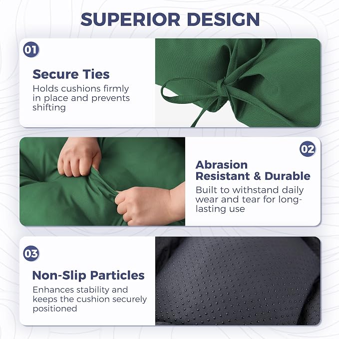 Outdoor Chaise Lounge Cushions 75.1x22.8x4.7 Inch, Waterproof Lounge Chair Cushions for Pool, Patio, Deck, Lawn, Fade Resistant Lounge Cushions for Outdoor Furniture, Forest Green, Set of 2