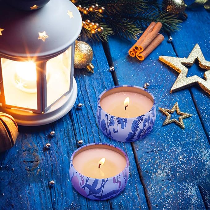 Christmas Candles Scented Gifts for Women Home Apple Cinnamon, Lavender, Vanilla, Jasmine, Cedar Wood, Fig, Teak, Gardenia and Magnolia Soy Candle Set for Mothers Day Gifts, 9 Packs