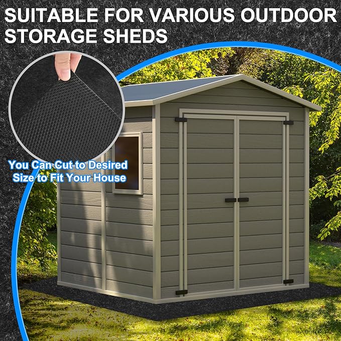 M METERXITY 3 mm Thickened Outdoor Storage Shed Mat, 4.9x9.2 ft Waterproof Shed Flooring Mat for Patio Furniture Floor Protecting from Wear/Liquid/Dust/Oil, Non-Slip Felt Rubber Rug Pad [Grey]