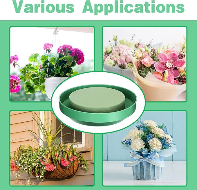 12 Sets Large Flower Foam with Bowl Kit 6.5 Inch Round Floral Foam Blocks Bulk DIY Green Flower Arrangement Supplies Floral Arranging Kit for Wedding Birthday Party Table Centerpiece Decorations