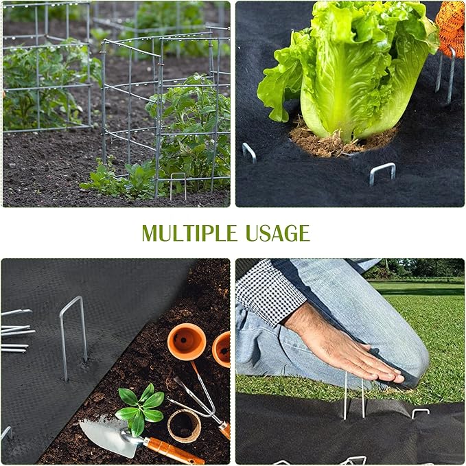 Whonline 560 Pack Landscape Staples 4 Inch, Galvanized Garden Stakes U-Shaped SOD Landscaping Fabric Pins Yard Ground Staples for Gardening Lawn Turf Securing Irrigation Pipe Hose Plant Cover Bulk