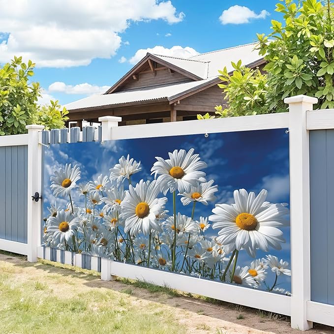 6 * 13FT Daisy Garage Door Cover Decorations Spring Flower Garage Door Banner for Outdoor Indoor Spring Party Photography Backdrop