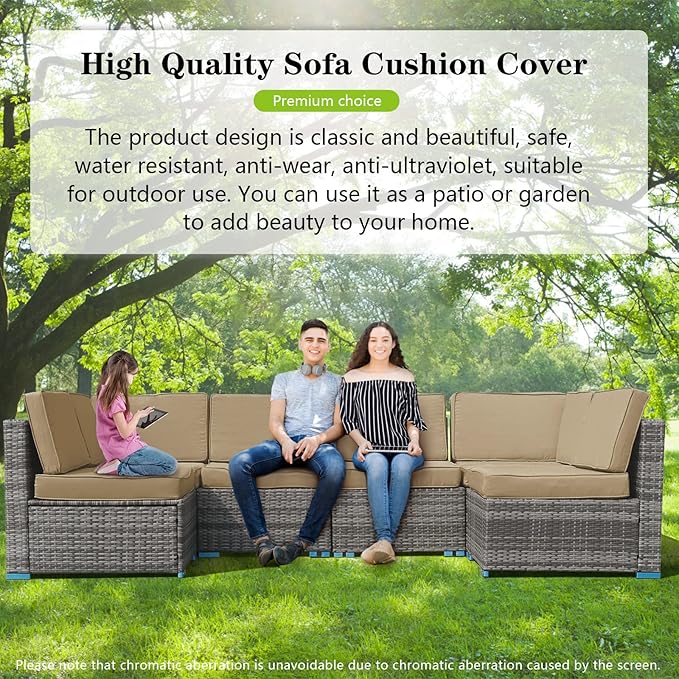 14Pieces Patio Cushion Covers Replacement Outdoor Couch Cushions Covers Splashproof Sofa Slipcovers Set with Zippers,Patio Furniture Protector Cover Only(Brown, 23.6×23.6×3.35 inches)