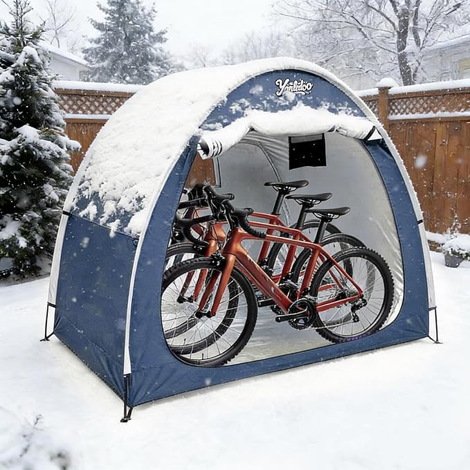 Bike Shed, Waterproof Bicycle Shelter, Outdoor Portable Bike Storage Shed Tent with 210D Oxford Fabric, Bicycle Cover Fits 2-3 Bikes (Blue)