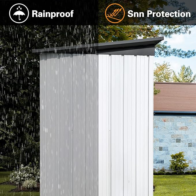 Large Storage Shed, Metal Outdoor Storage Shed, Metal Garden Sheds with Door and Lock for Backyard Garden Patio Lawn, 5FT x 4FT