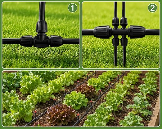 1/2 Inch Irrigation Tubing, 50FT Drip Irrigation Tubing for Garden, Flexible Poly Drip Irrigation Hose for Raised Beds, Greenhouse, Lawn, Yard Watering System