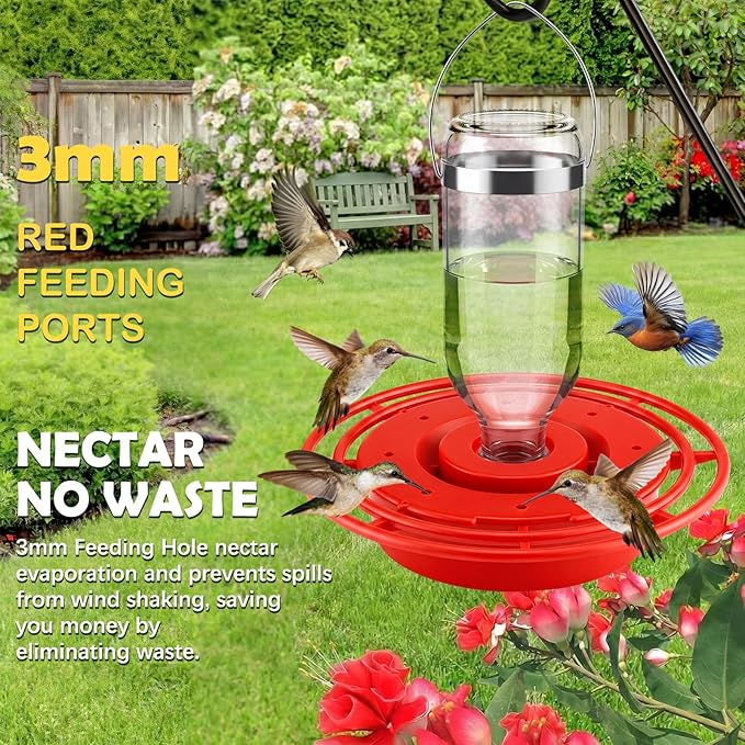 LemonRoad 2 Sets Hummingbird Feeder Replacement Bottom Set Red Plastic Base Outdoors Feeder Bottom Compatible with Best 1 Hummingbird Feeders(No Bottles)