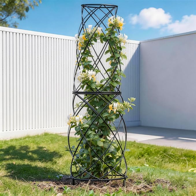 35-Inch Metal Garden Obelisk Trellis for Indoor & Outdoor Plants – Durable, Weather-Resistant Support for Climbing Vines, Roses, and Flowering Bushes – Decorative Potted Plant Structure
