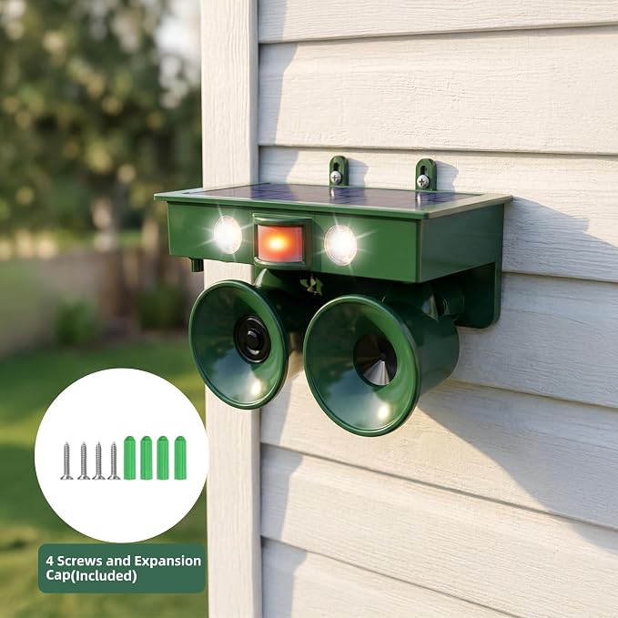 2026 New Ultrasonic Bird Repeller Solar Powered Outdoor Motion Activated Bird Pigeon Deterrents for Outside IP65 Woodpecker Goose Repellent Devices for Rooftops Porch Patio Balconies