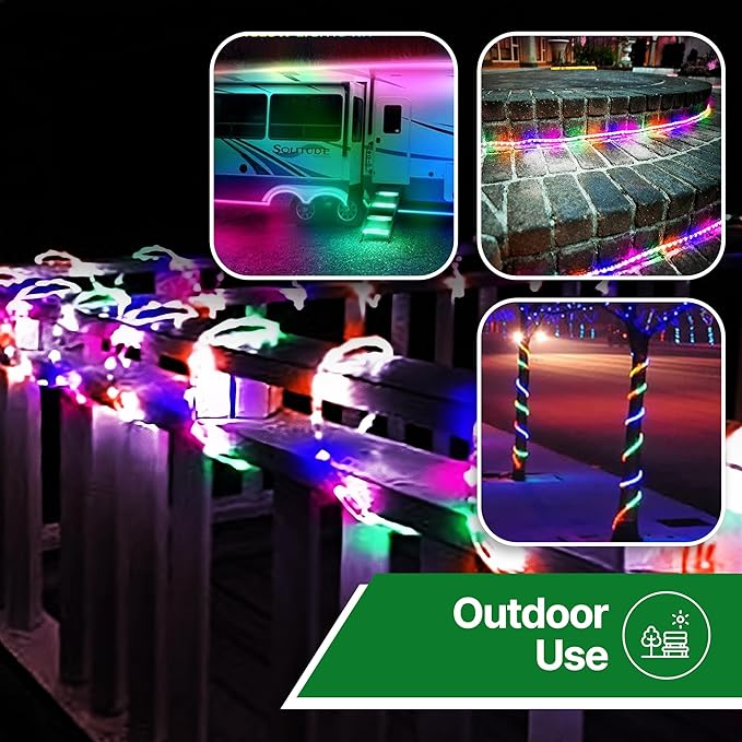 Tupkee LED Rope Light Multi-Color - for Indoor and Outdoor use, 24 Feet (7.3 m) - 10MM Diameter - 144 LED Long Life Bulbs Rope Tube Lights