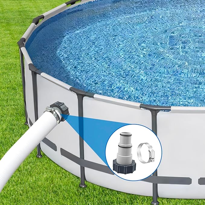 4 Pack Pool Hose Adapter, 1.5" to 1.25" Pool Hose Connector with Clamp and Washer for Intex Threaded Connection Pump Hoses Above Ground Pools Accessories