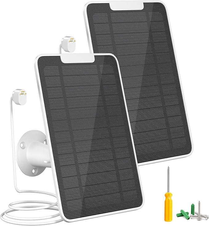 Premium Solar Panel for Google Nest Camera, 5W Camera Solar Panel Power for Google Nest Cam Outdoor & Indoor (Battery Version), Special Made for Google Nest Cam, IP65 Waterproof, w/ 13ft Cable, 2 Pack