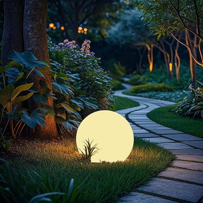 shumi Solar Ball Light-10 Inch LED Outdoor Table Lamp 16 RGB Colors and Dimmable Globe Light with Remote, Decor for Patio, Garden, Yard, Beach, Pathway